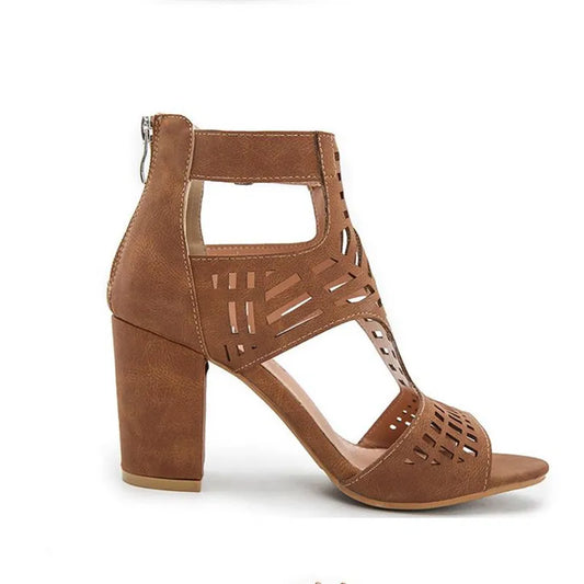 Leather Open-Side Stiletto Heels