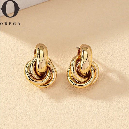 Shiny Plated Stud Earrings