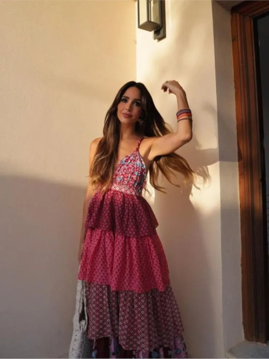 Printed Layered Sling Dress