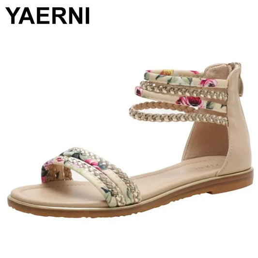 Rhinestone Bohemian Flat Sandals