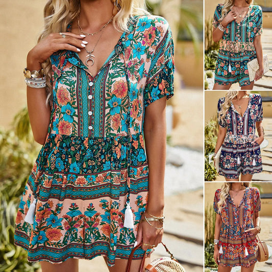 Bohemian Summer Shorts Romper
