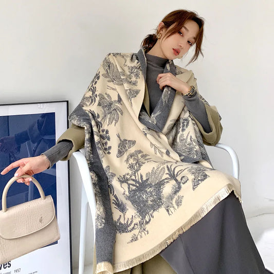Oversized Floral Winter Scarf