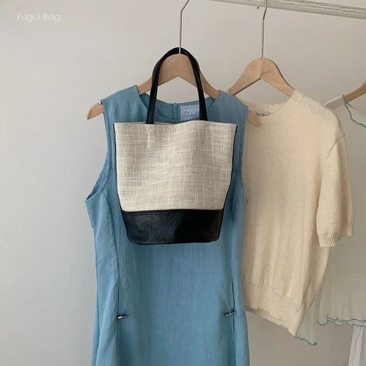 Color Block Canvas Bag