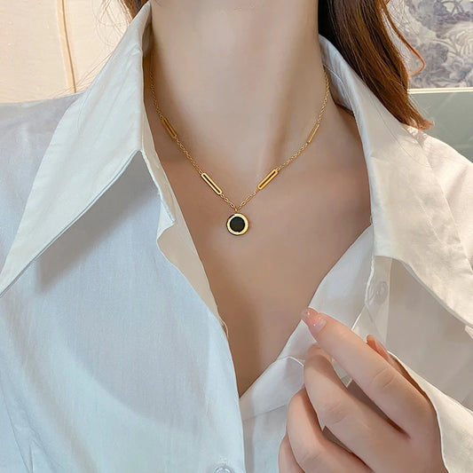 Roman Numeral Wafer Necklace