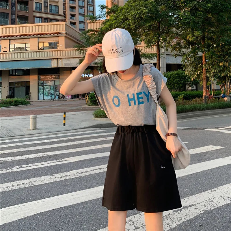 High-Waist Cotton Casual Shorts