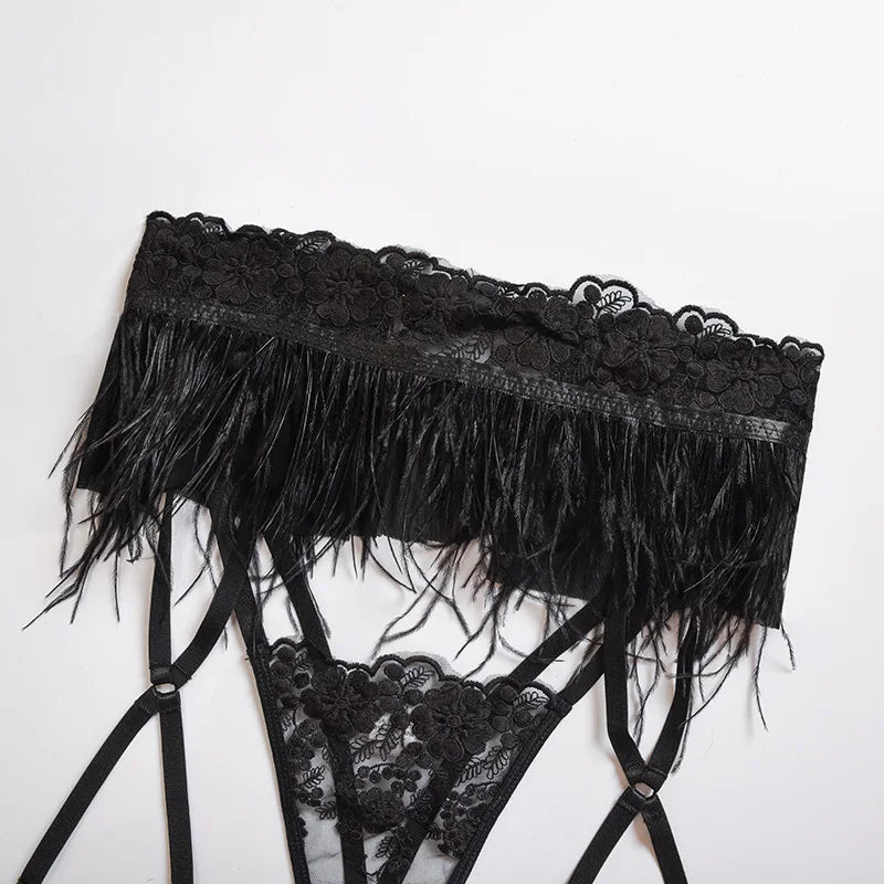 Tie Side Criss Cross Lace Sexy Bra Set - Adjustable Polyester