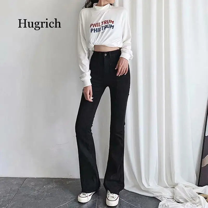 Stretch Flared Jeans - 98% Cotton Flattering Mid-Rise