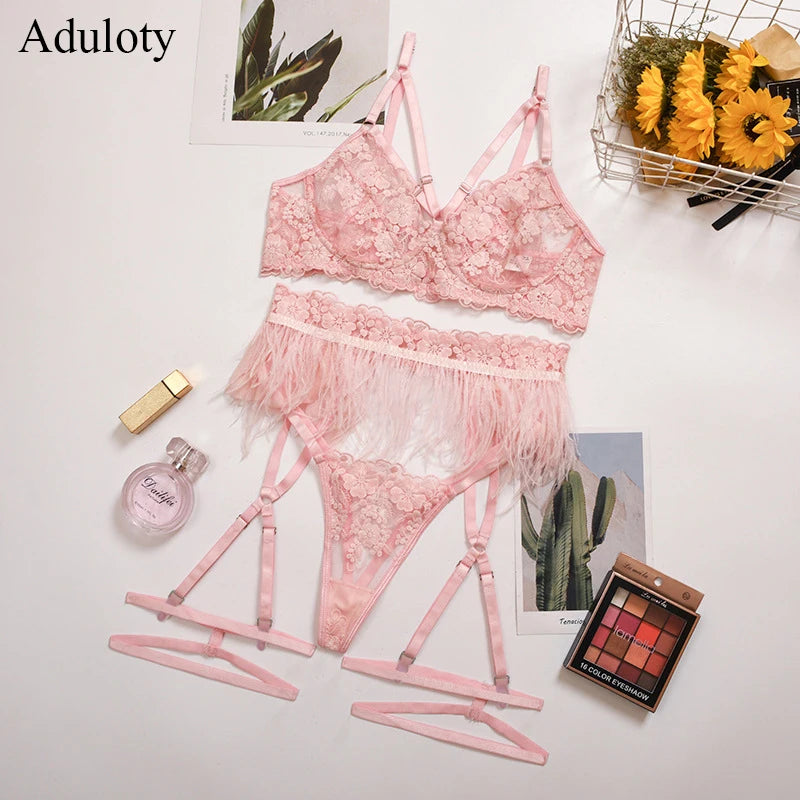 Tie Side Criss Cross Lace Sexy Bra Set - Adjustable Polyester