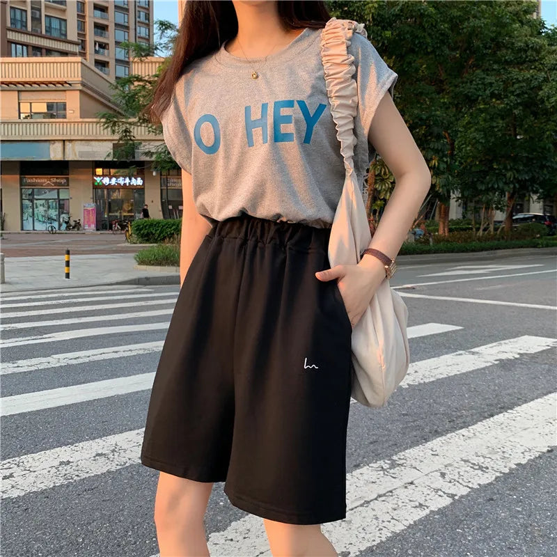High-Waist Cotton Casual Shorts