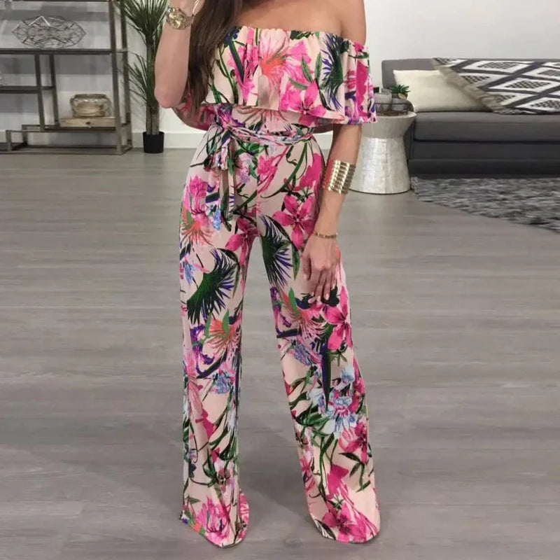 Boho Floral Print Playsuit - High-Quality Polyester