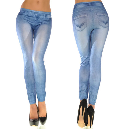 Stretch Faux Denim Leggings