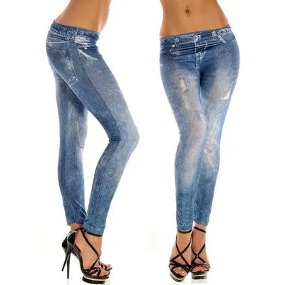 Stretch Faux Denim Leggings