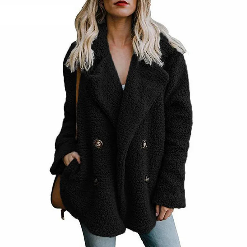 Faux Fur Jacket - Luxurious Turn-Down Collar