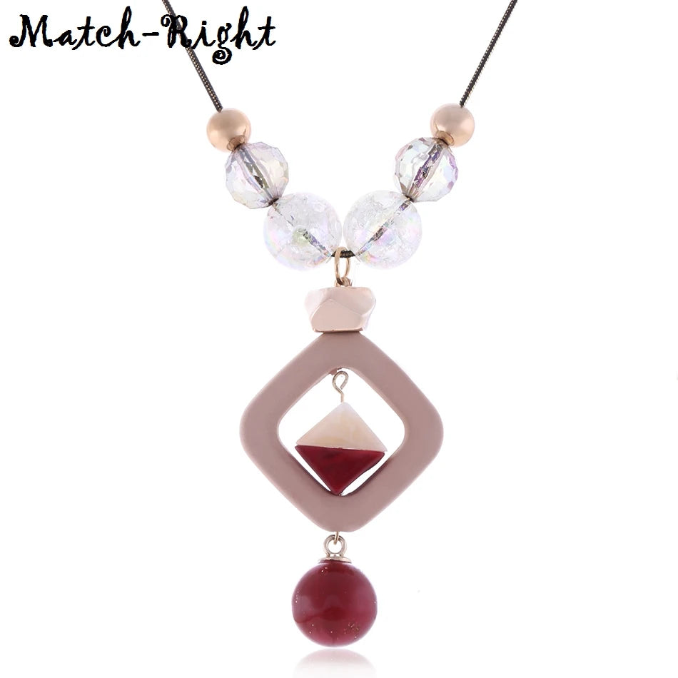 Wooden Beads Necklace - Natural Zinc Alloy Chain