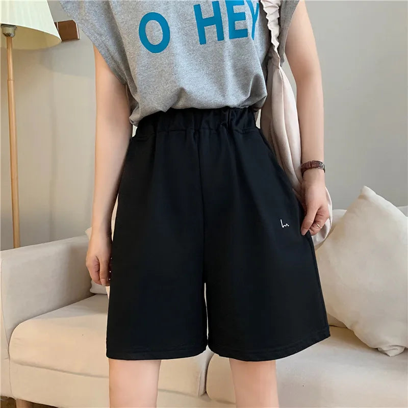 Casual High Waist Shorts - Lightweight Cotton Broadcloth