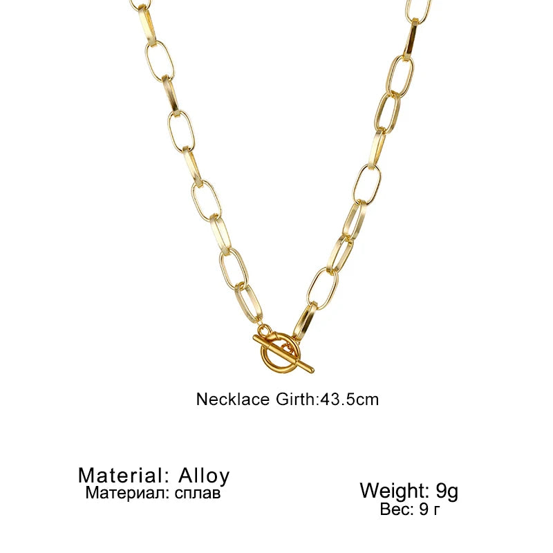 Thick Chain Toggle Clasp Necklace - Luxurious Zinc Alloy