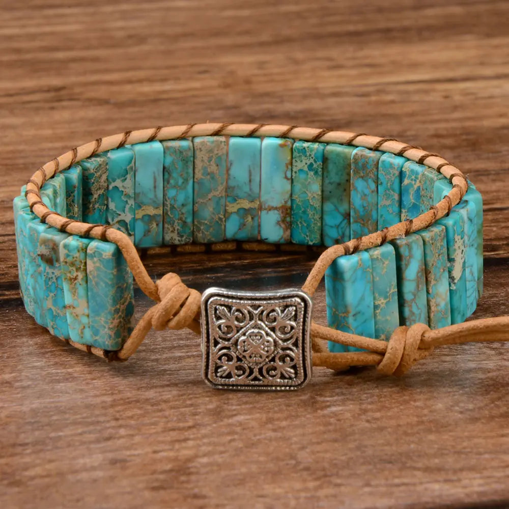 Tibetan Gypsy Beaded Adjustable Bracelet - Bohemian Leather