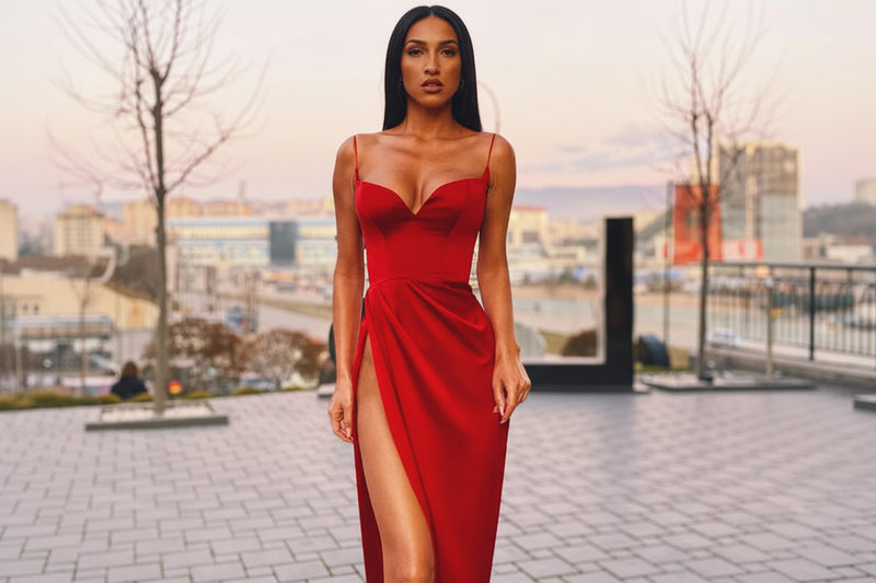 Sexy Silk Satin Dress - Glamorous Sheath Style