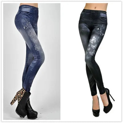 Stretch Faux Denim Leggings