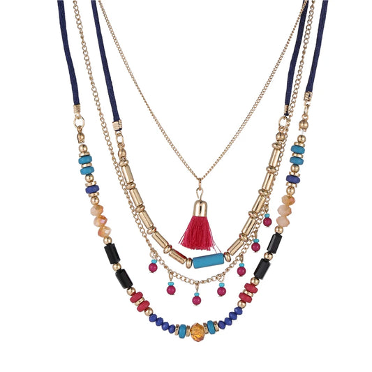 Multicolor Layered Bead Necklace