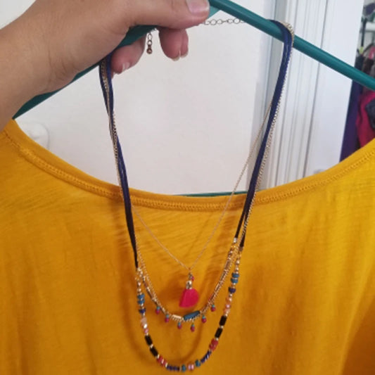 Multicolor Layered Bead Necklace