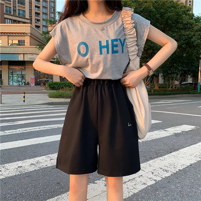 High-Waist Cotton Casual Shorts