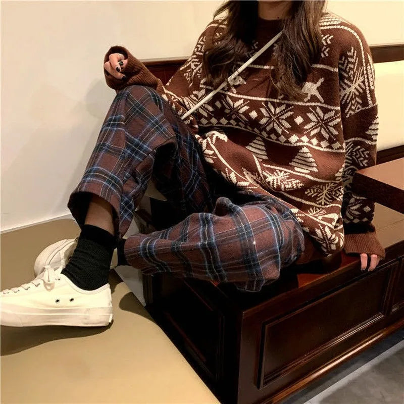 Winter Fleece Plaid Pants - Soft Warm Polyester Cozy
