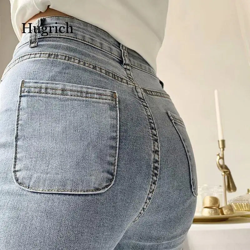 Stretch Flared Jeans - 98% Cotton Flattering Mid-Rise