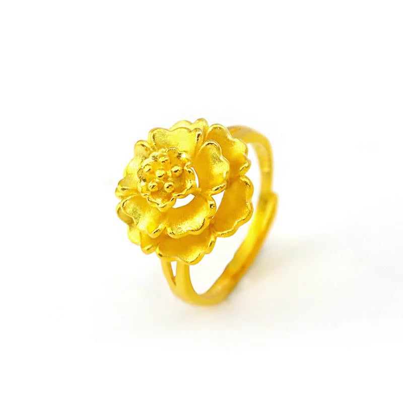 Gold Vintage Flower Ring – Sterling Silver Statement Piece