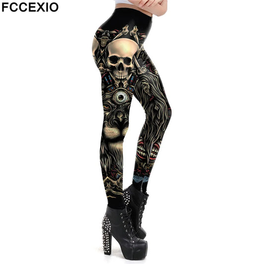 Gothic Skull Print Leggings