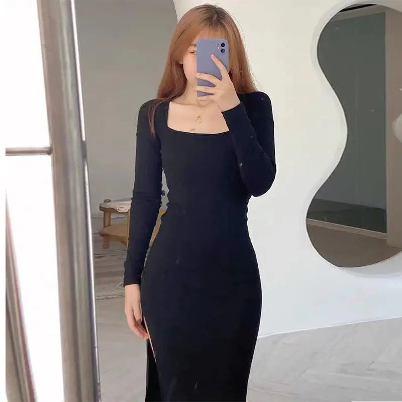 Long Sleeve Midi Dress - Soft Cotton Comfort