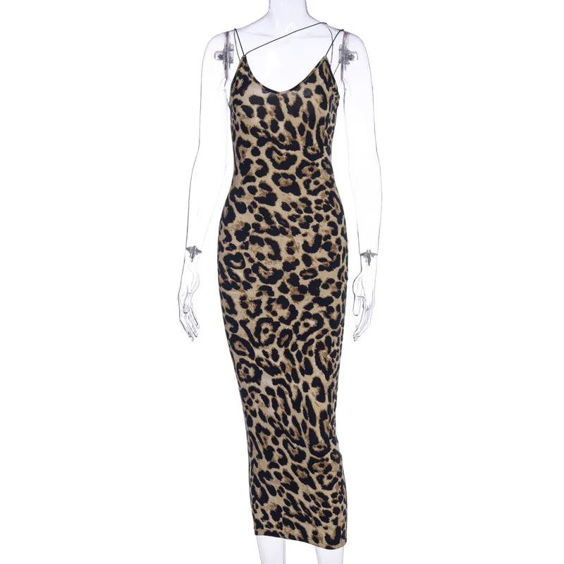 Leopard Print Sleeveless V-Neck Dress - Fashion-Forward Style