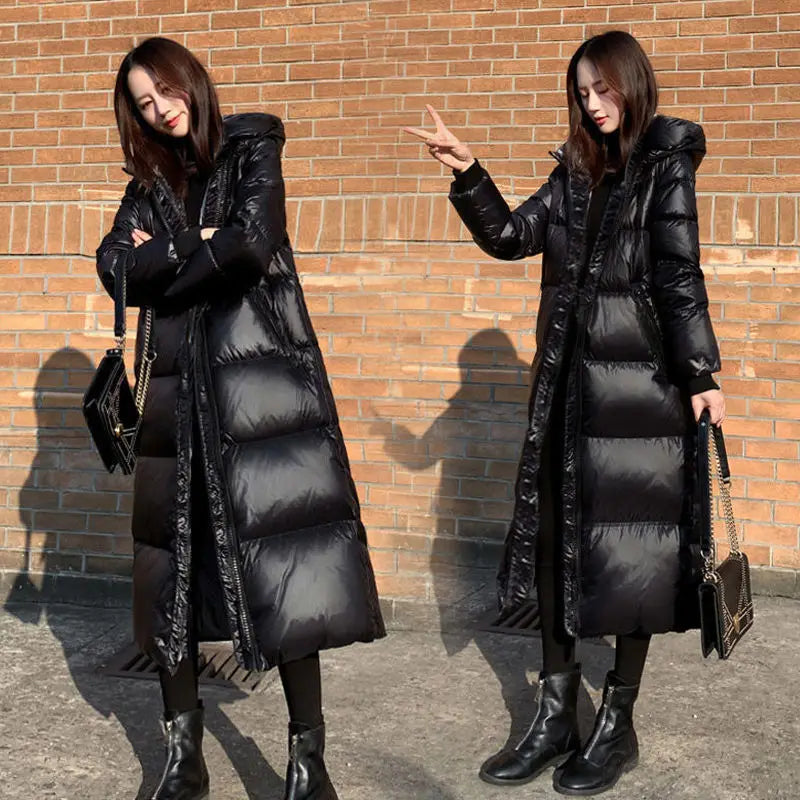 Casual Black Parka - Cotton Feather Warmth