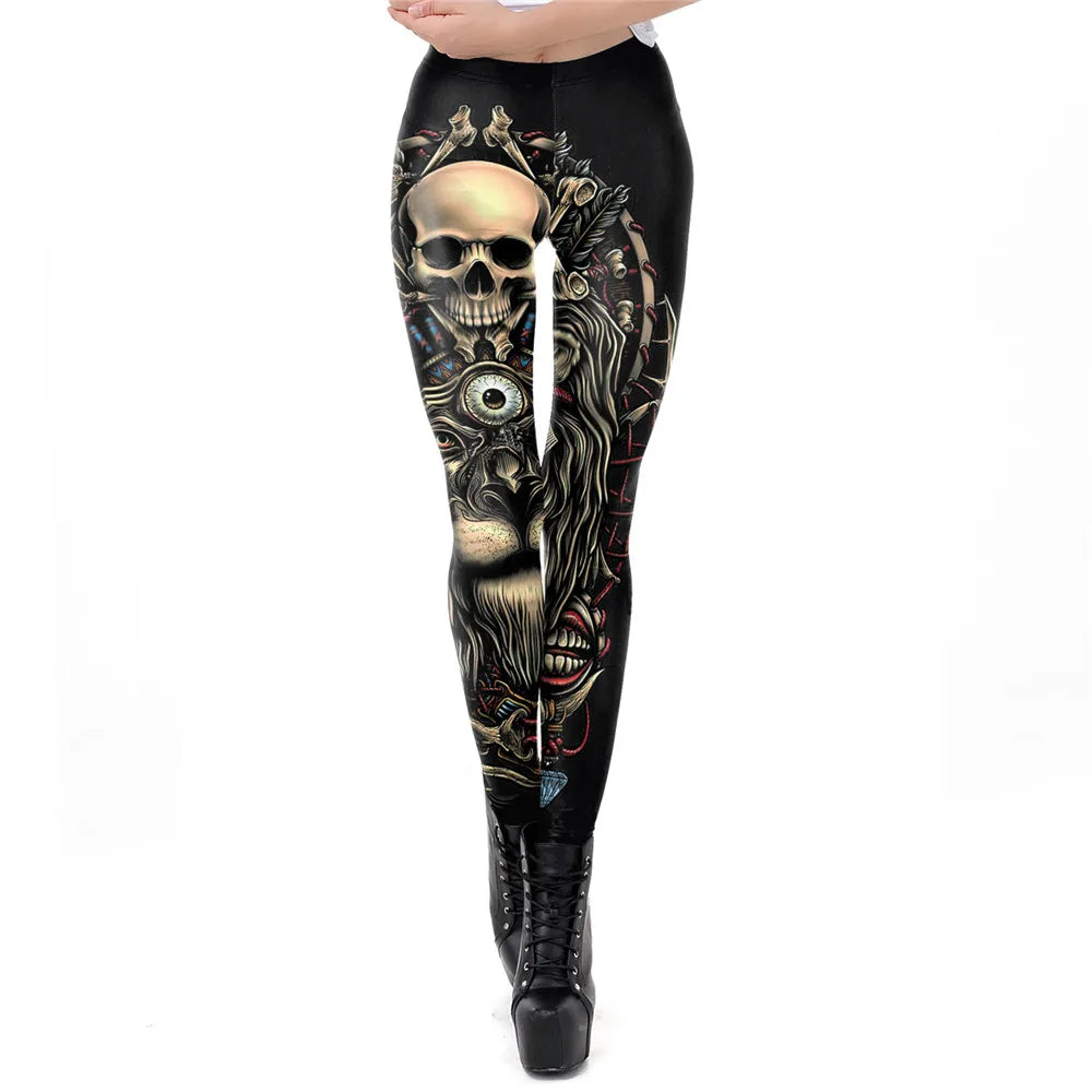 Gothic Skull Print Leggings