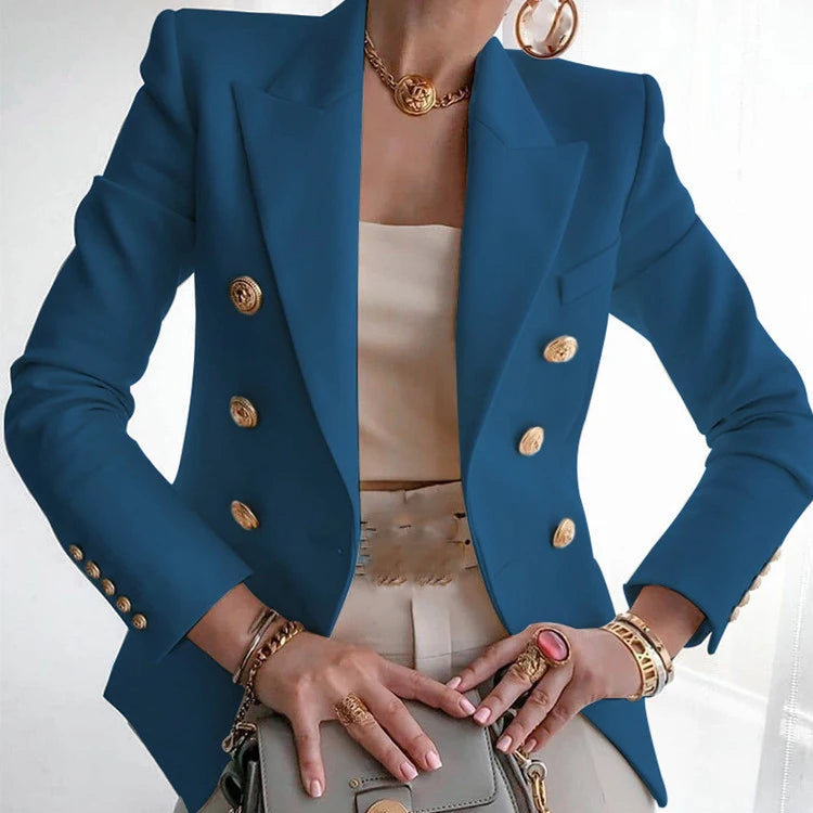 Elegant Solid Blazer - Lightweight Polyester Professional