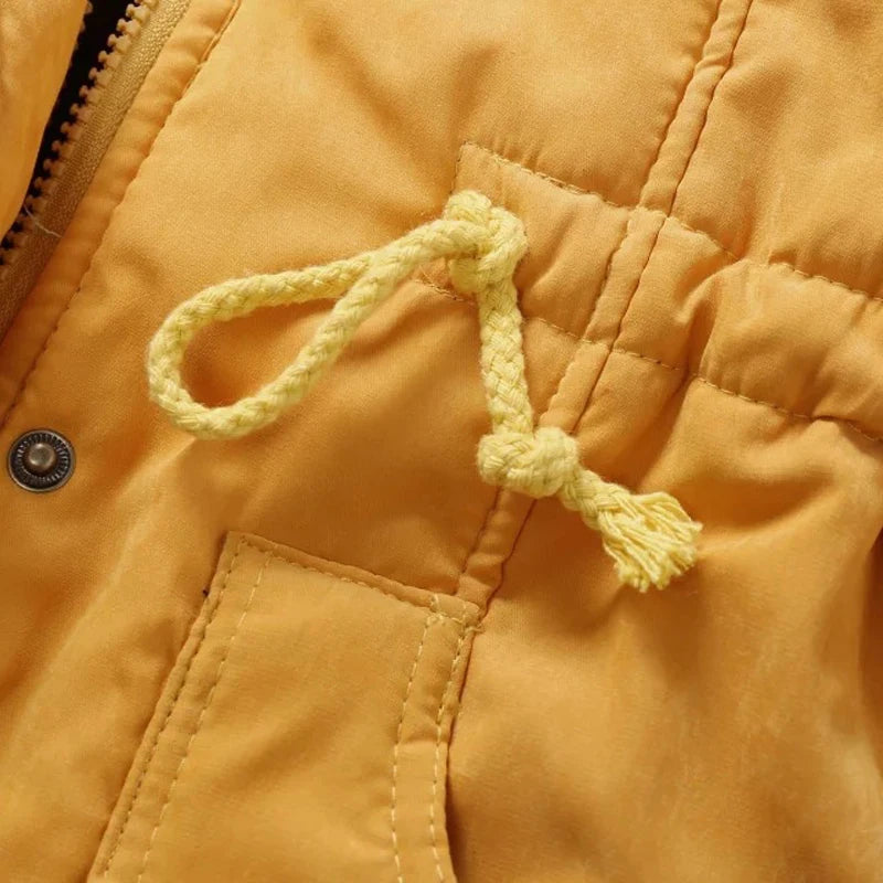 Casual Solid Long Parka - Lightweight Cotton Warmth