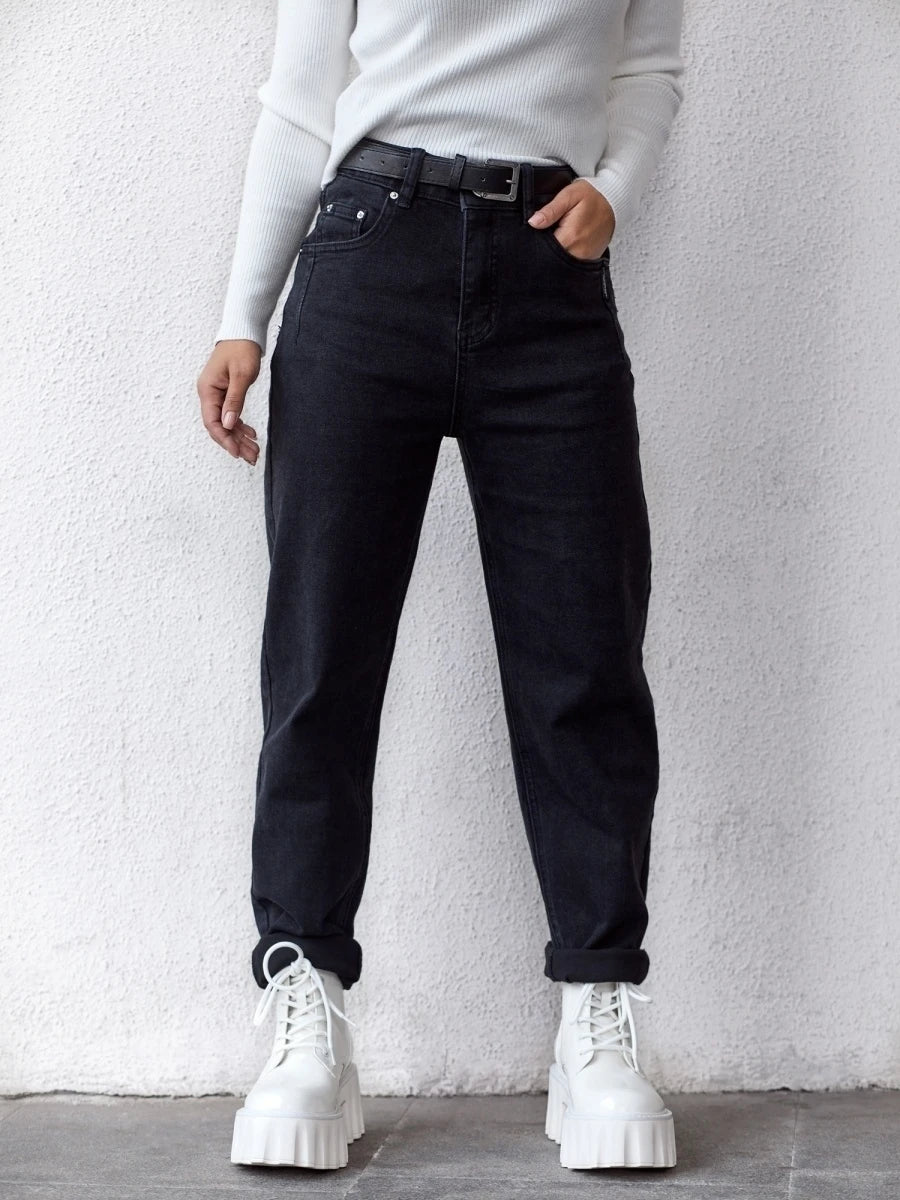 High Waist Straight Jeans - 100% Cotton Amazing Fit