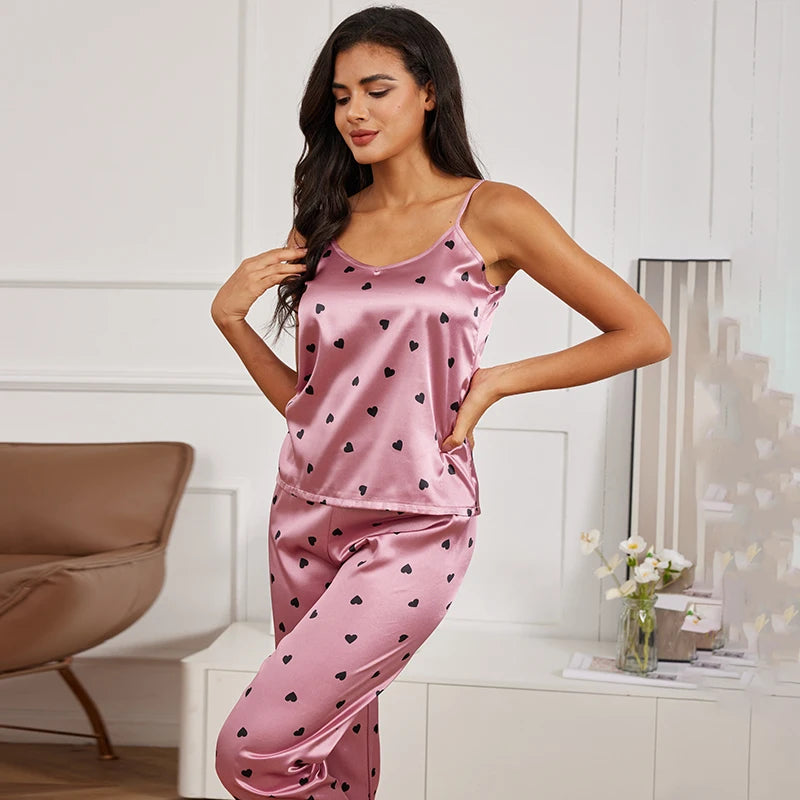Satin V-Neck Pajama Set