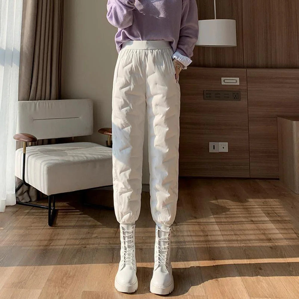 Autumn Cotton Trousers - Elastic Waist Full Length Casual Pants