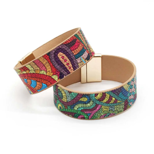 Ethnic Leather Wrap Bracelet