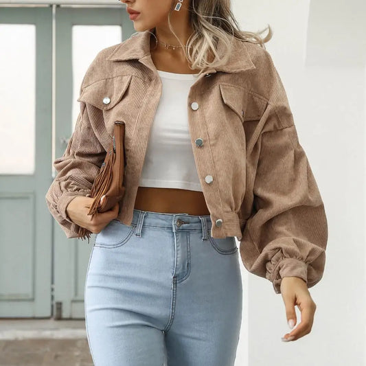 Cropped Lantern Sleeve Jacket