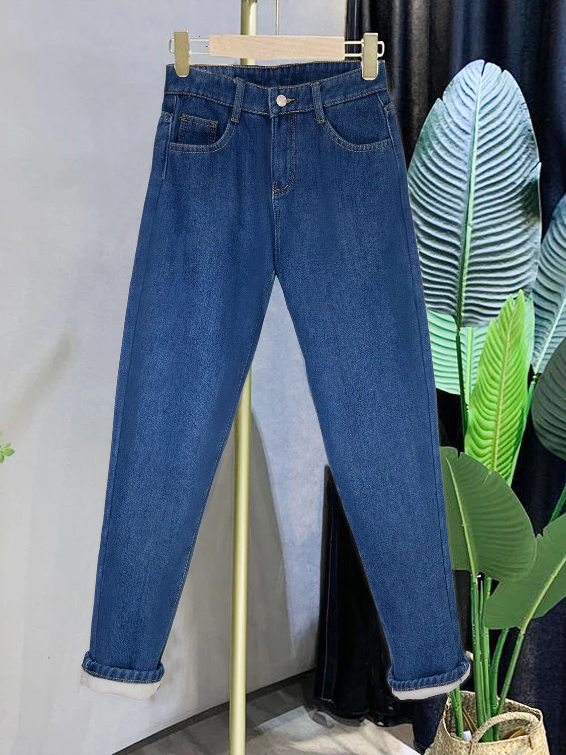 High Waist Straight Jeans - 100% Cotton Amazing Fit