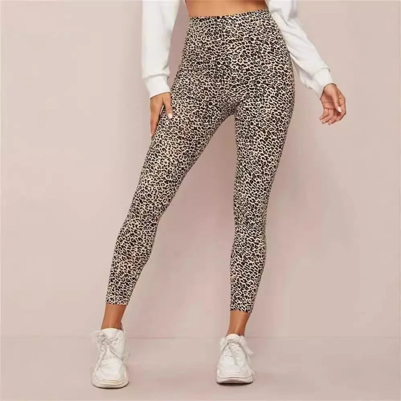 Leopard Print Faux Leather Leggings - Stylish High-Waist Fashion Pants