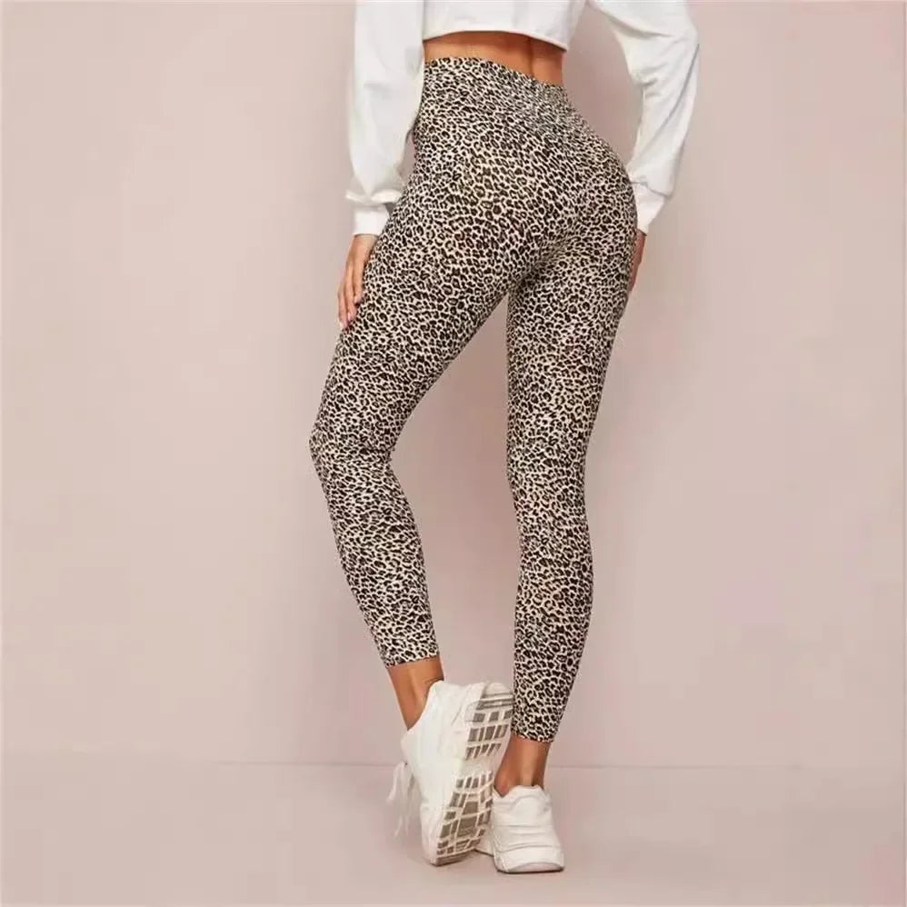Leopard Print Faux Leather Leggings - Stylish High-Waist Fashion Pants