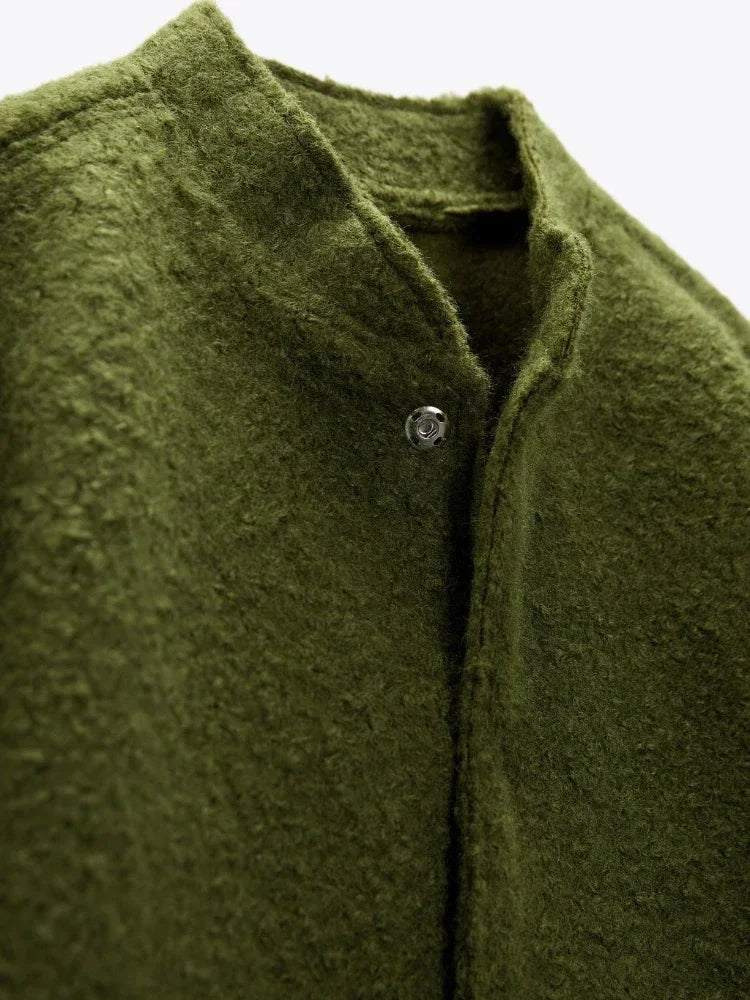 Warm Gray Long Sleeve Bomber Jacket - Comfortable Polyester