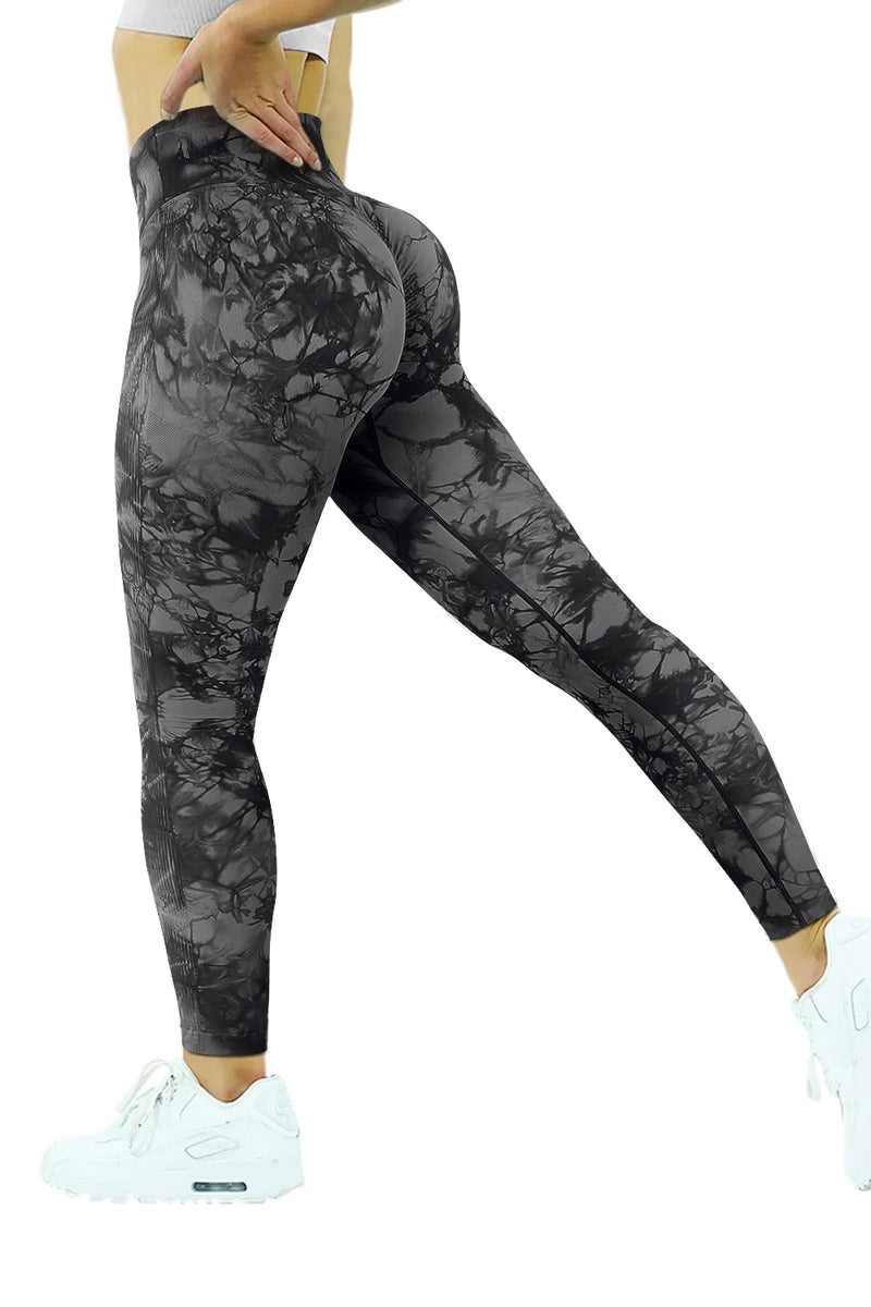 Seamless Tie Dye Leggings - Vibrant Nylon Comfort