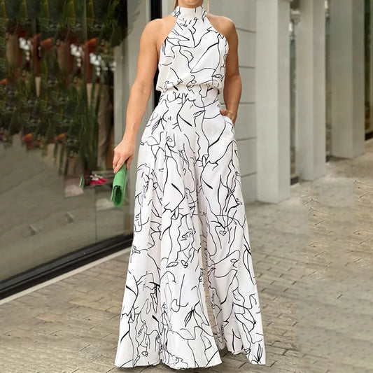 Sleeveless Halterneck Summer Jumpsuit