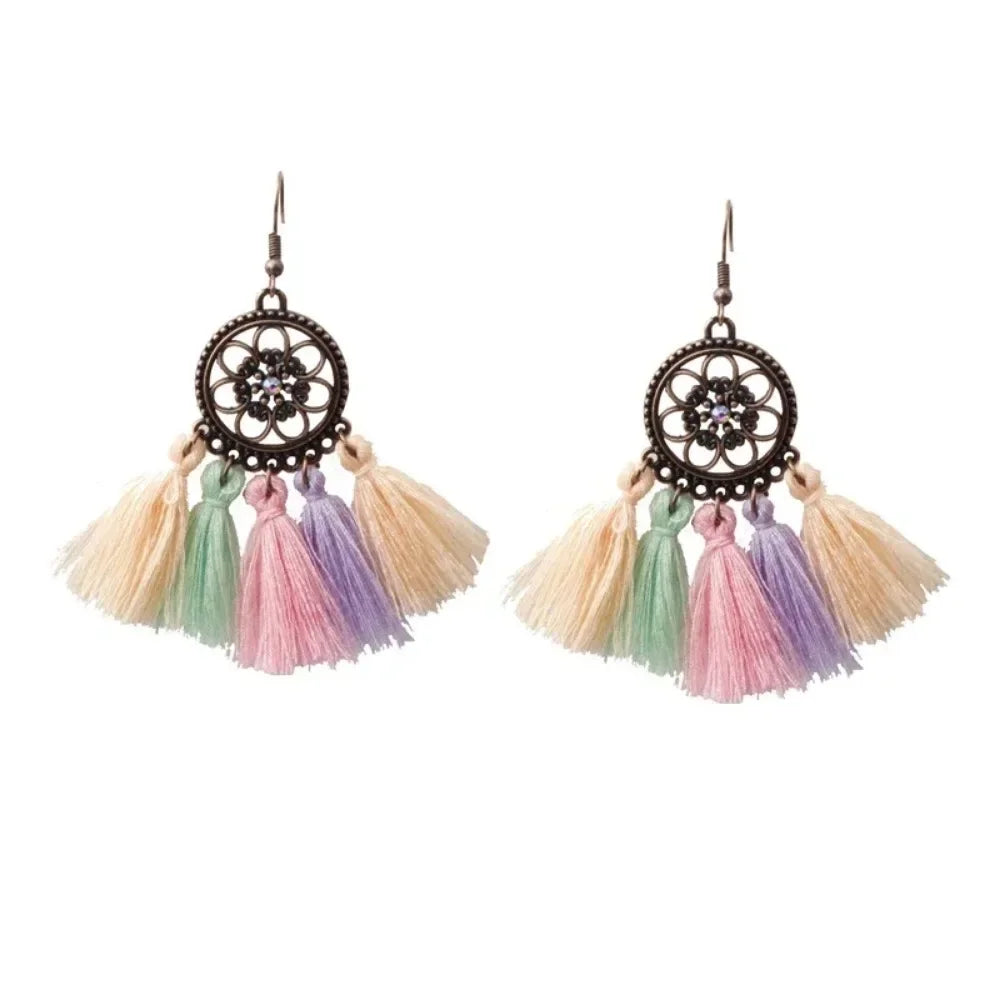 Vintage Ethnic Long Tassel Earrings - Cultural Flair