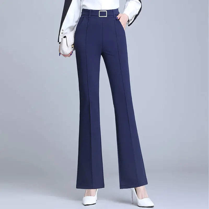 Elegant Office Flare Pants - Luxurious Polyester Professional