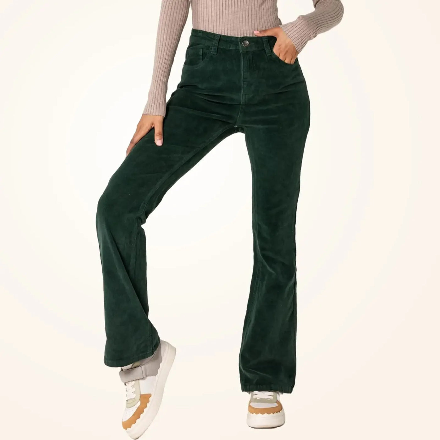 Women's Corduroy Straight Leg Pants - Loose Fit Casual Trousers